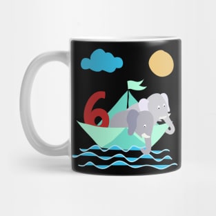 Elephants In Paper Boat Sea 6 Years Birthday Mug